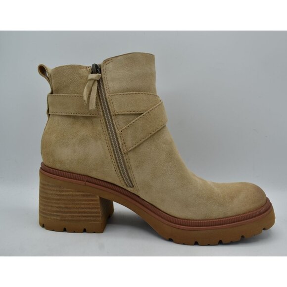 Sofft Womens Size 9.5 Jenine Lennox Tan Suede Zip Block Heel Ankle Boots Shoes - Picture 6 of 15